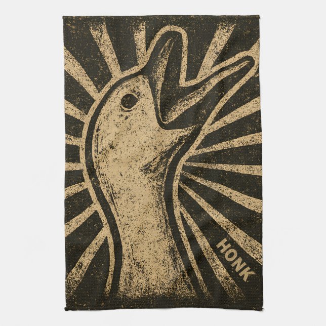 Honk Goose Funny Duck Chicken Meme Tea Towel (Vertical)