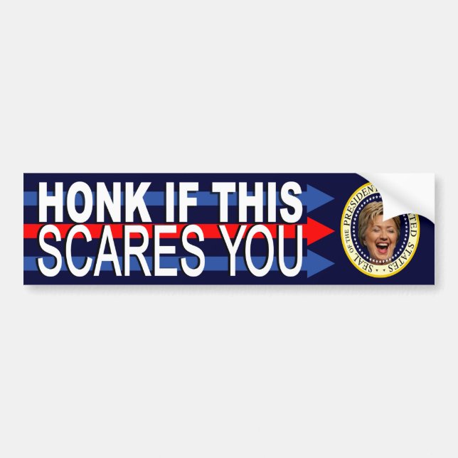 "HONK IF THIS SCARES YOU" BUMPER STICKER (Front)