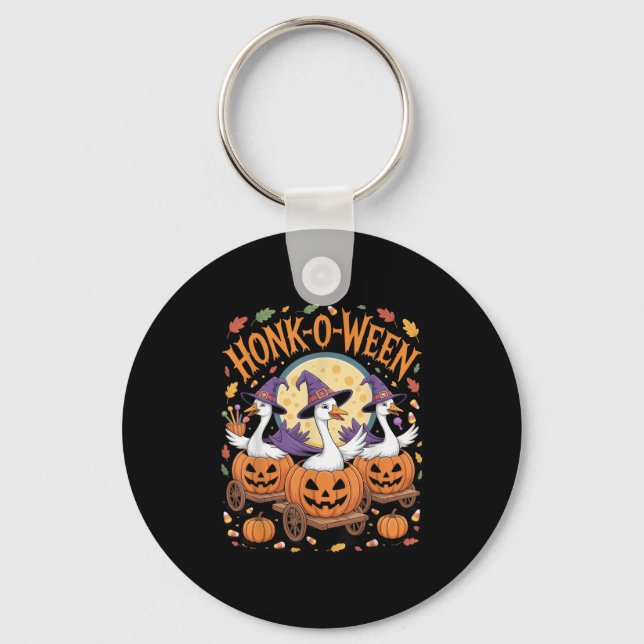Honk-o-ween Funny Geese Halloween Costume For Part Key Ring (Front)