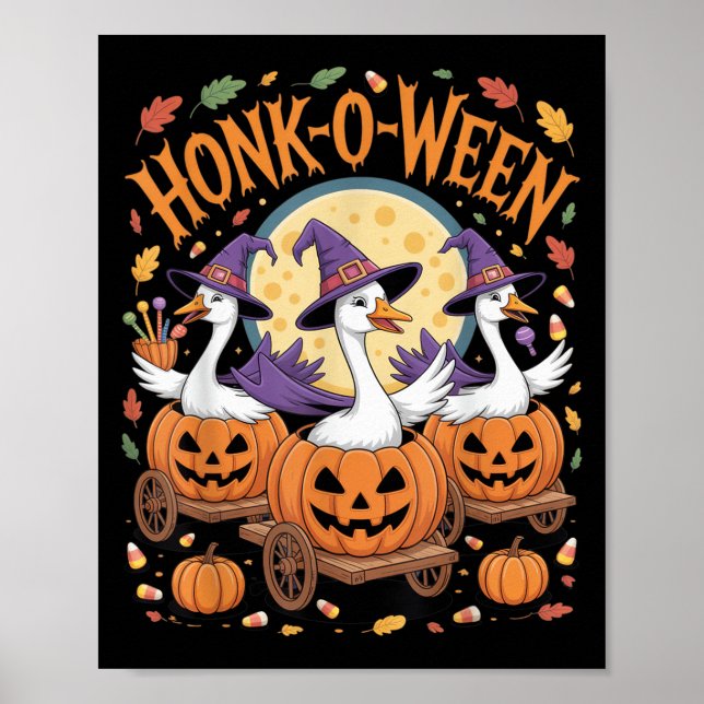 Honk-o-ween Funny Geese Halloween Costume For Part Poster (Front)