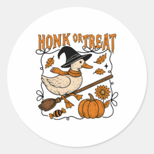 Honk Or Treat Halloween Goose Cute Goose Witchy Ha Classic Round Sticker