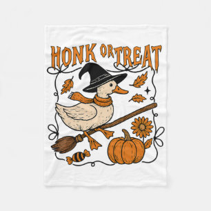 Honk Or Treat Halloween Goose Cute Goose Witchy Ha Fleece Blanket