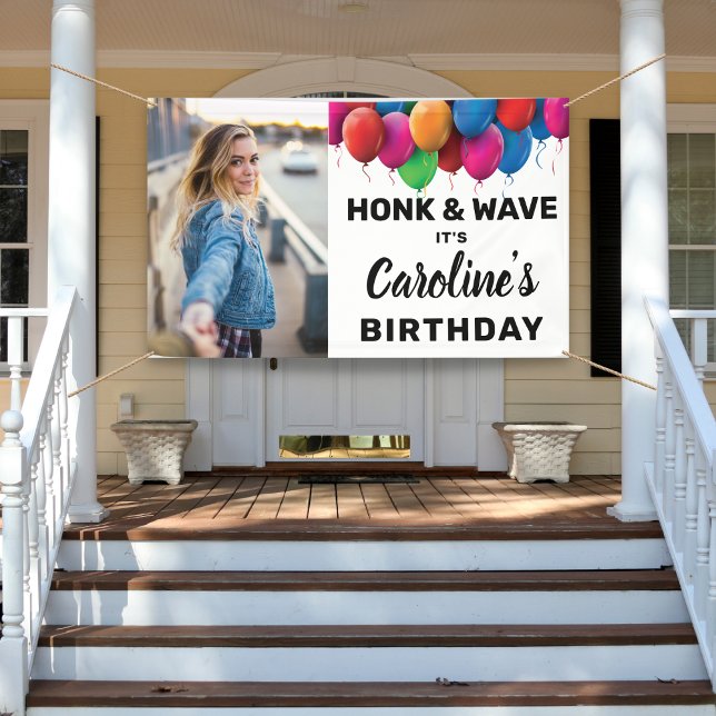 Honk & Wave Birthday Balloon Custom Photo Text Banner (Creator Uploaded)