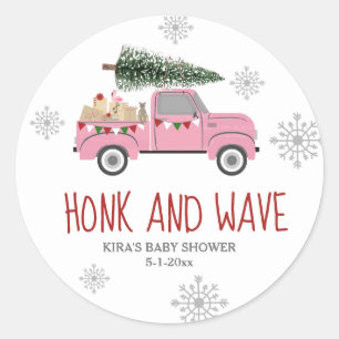 Honk & Wave Christmas Baby Shower  Classic Round Sticker