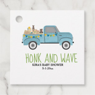 Honk & Wave Drive Thru Baby Shower Blue Truck Favour Tags