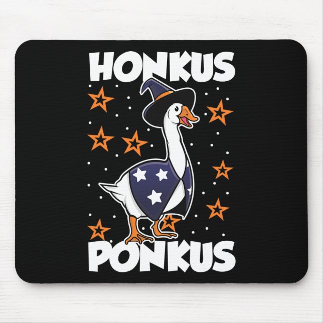Honkus Ponkus Funny Halloween Witch Cute Goose Wit Mouse Mat (Front)
