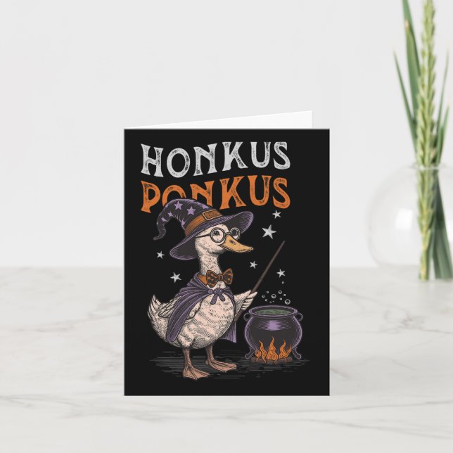 Honkus Ponkus Funny Halloween Witch Goose Duck Lov Card (Front)