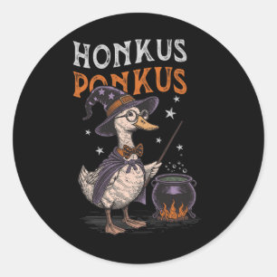 Honkus Ponkus Funny Halloween Witch Goose Duck Lov Classic Round Sticker