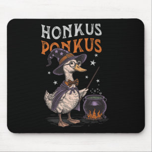 Honkus Ponkus Funny Halloween Witch Goose Duck Lov Mouse Mat