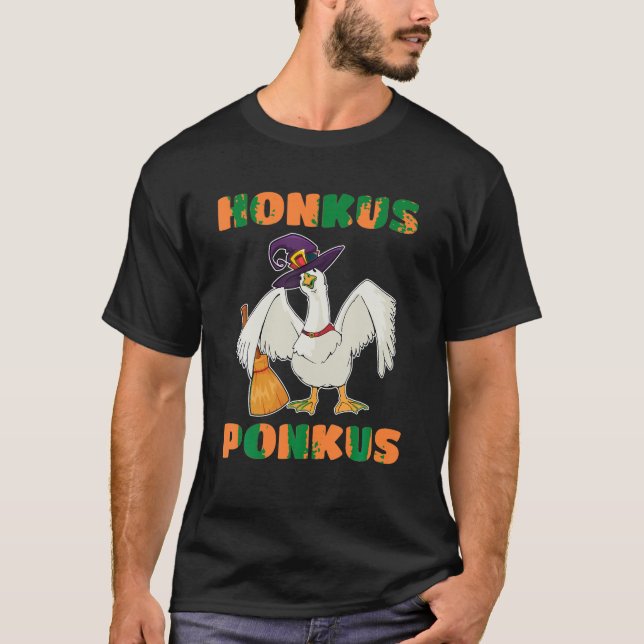 Honkus Ponkus Halloween Witch Duck Cute Goose Cost T-Shirt (Front)