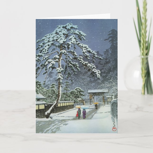 Honmonji Temple in Snow - Kawase Hasui 川瀬 巴水 Holiday Card (Front)