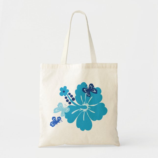 Honolua Butterfly and Hawaiian Hibiscus Beach Bags (Front)