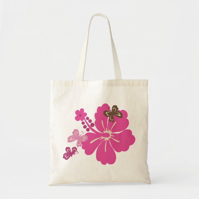 Honolua Butterfly and Hawaiian Hibiscus Beach Bags (Front)