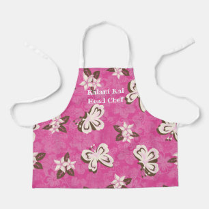 Honolua Butterfly and Hawaiian Hibiscus Pink Apron