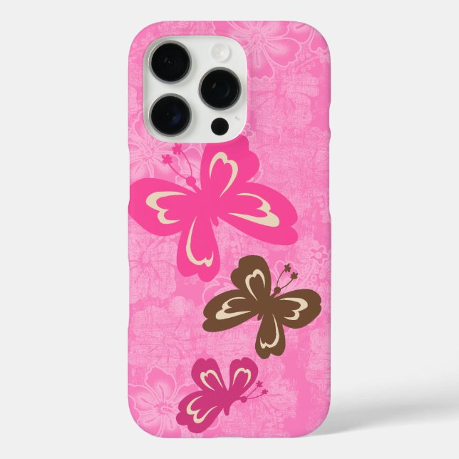 Honolua Butterfly and Hawaiian Hibiscus Pink Case-Mate iPhone Case (Back)
