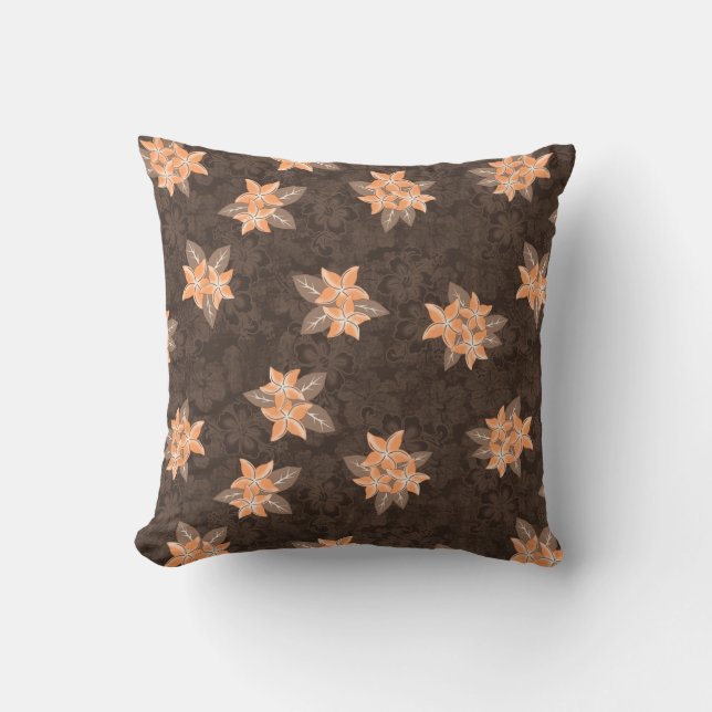 Honolua Plumeria Hawaiian Tropical Print Cushion (Front)