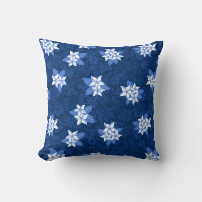 Honolua Plumeria Hawaiian Tropical Print Cushion (Front)