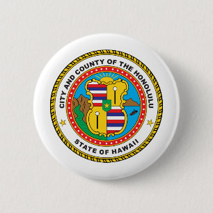 Honolulu city grean seal 6 cm round badge