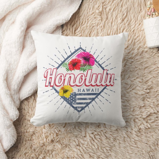 Honolulu City Hawaii United States Vintage USA Cushion (Blanket)