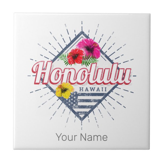 Honolulu City Hawaii United States Vintage USA Tile (Front)