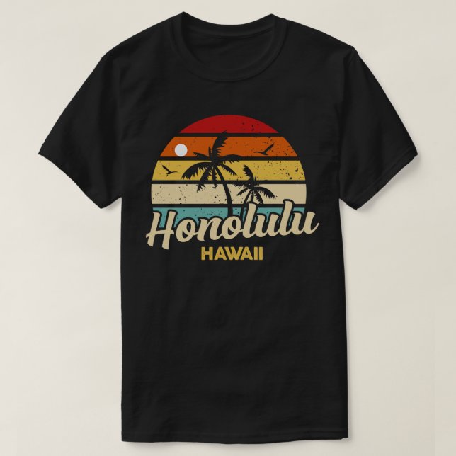 Honolulu City Hawaii Vintage Distressed TShirt (Design Front)