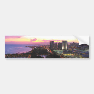 Honolulu cityscape Hawaii sunset Bumper Sticker