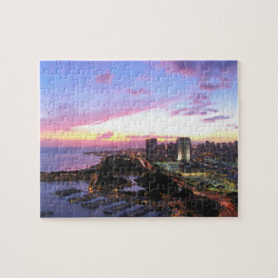 Honolulu cityscape Hawaii sunset Jigsaw Puzzle