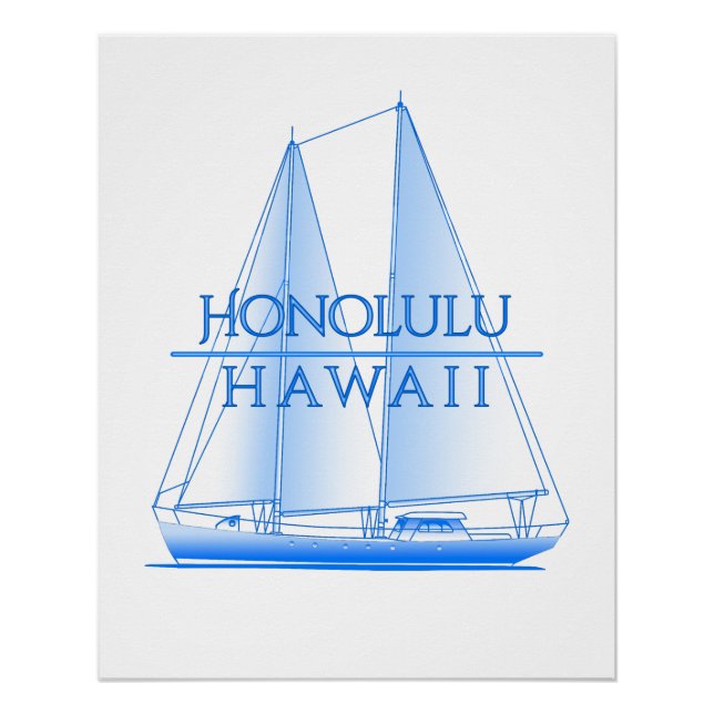 Honolulu Coastal Nautical Sailing Sailor Poster (Front)