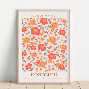 Honolulu Flower Market Botanical Poster