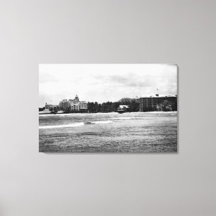 Honolulu, HA - View of Moana & Royal Hawaiian Canvas Print