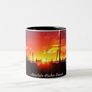 Honolulu Harbour Sunset Two-Tone Coffee Mug