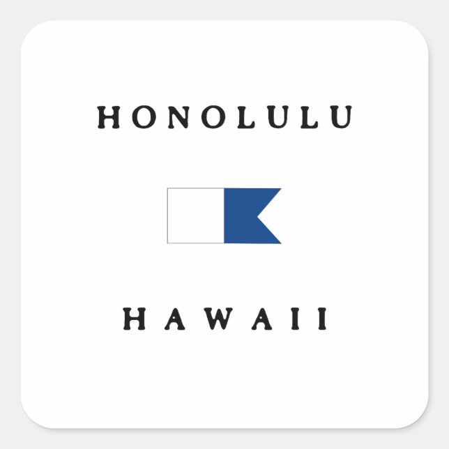 Honolulu Hawaii Alpha Dive Flag Square Sticker (Front)