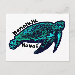 Honolulu Hawaii artistic sea turtle Postcard