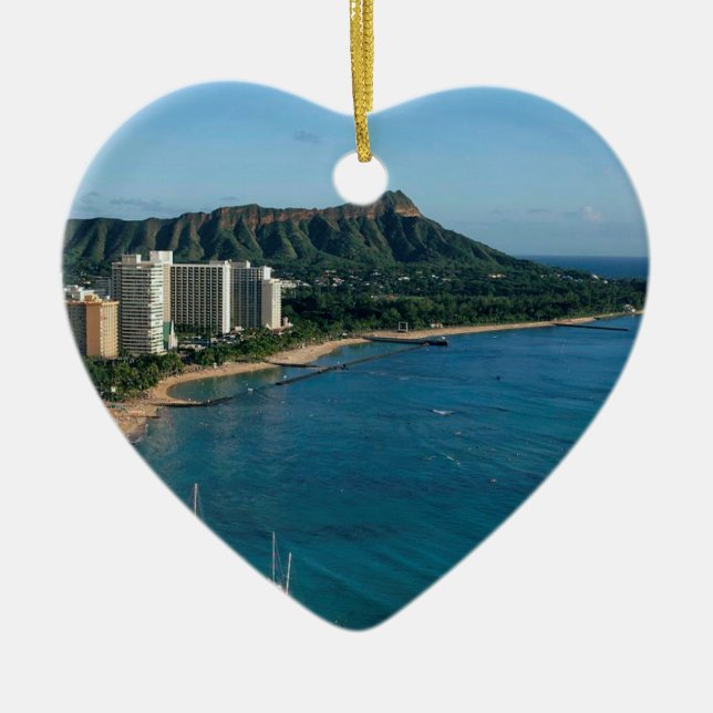 Honolulu Hawaii Ceramic Tree Decoration (Front)