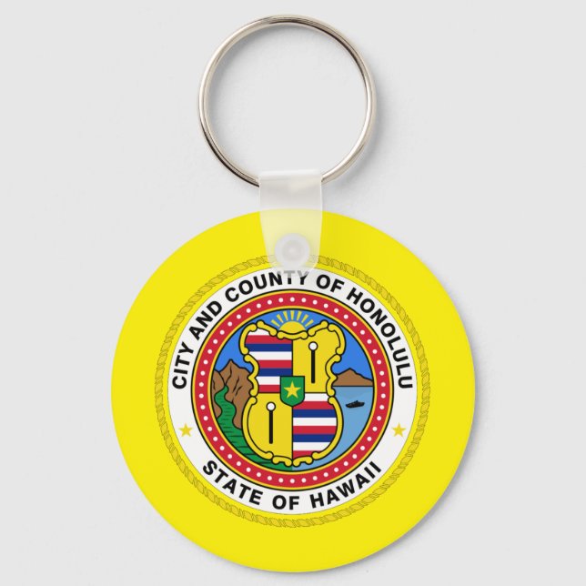 Honolulu (Hawaii) City flag Keychain (Front)