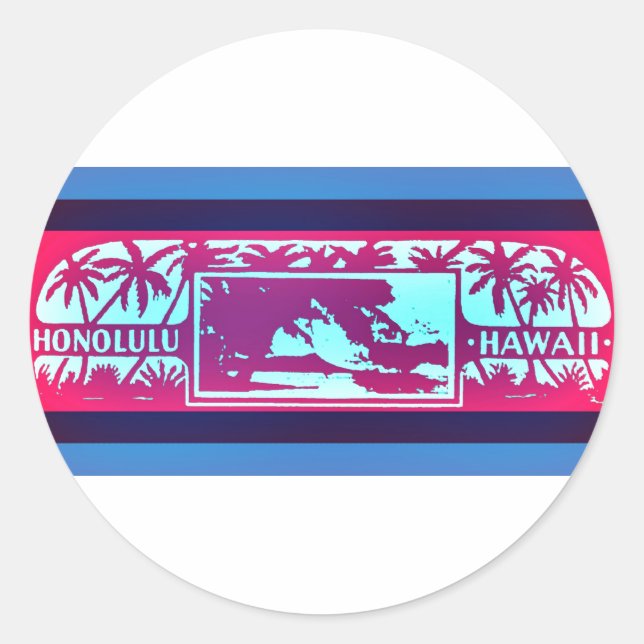 HONOLULU HAWAII CLASSIC ROUND STICKER (Front)