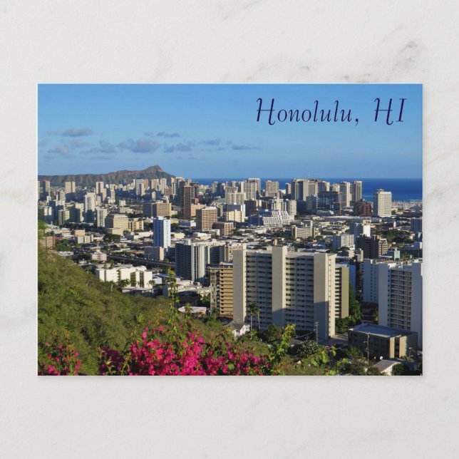 Honolulu Hawaii Diamond Head  View Punchbowl Postcard (Front)