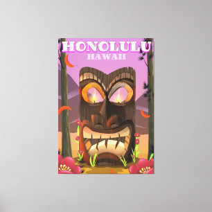 Honolulu Hawaii face mask travel poster Canvas Print