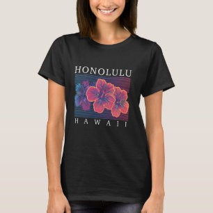 Honolulu Hawaii Hawaiian Hibiscus Flowers Surfer S T-Shirt