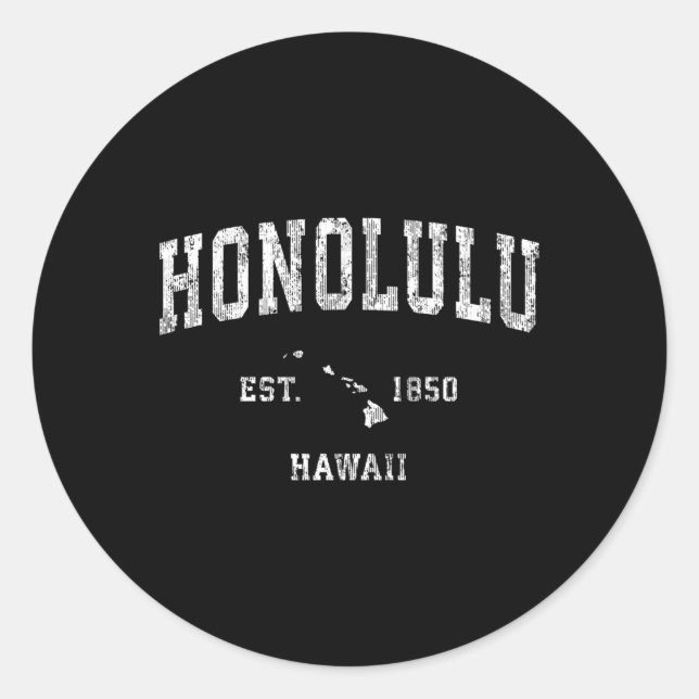 Honolulu Hawaii Hi Athletic Sports Classic Round Sticker (Front)