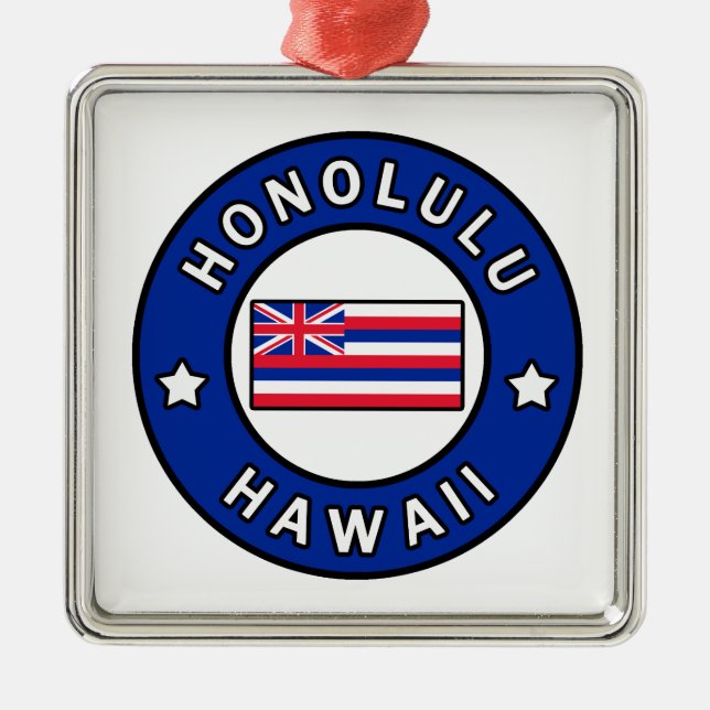 Honolulu Hawaii Metal Tree Decoration (Front)
