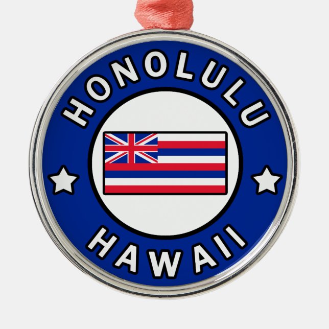 Honolulu Hawaii Metal Tree Decoration (Front)