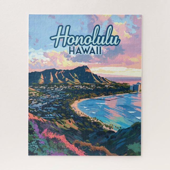 Honolulu Hawaii Oahu Waikiki Beach Diamondhead Jigsaw Puzzle (Vertical)