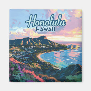 Honolulu Hawaii Oahu Waikiki Beach Diamondhead Magnet