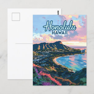 Honolulu Hawaii Oahu Waikiki Beach Diamondhead Postcard