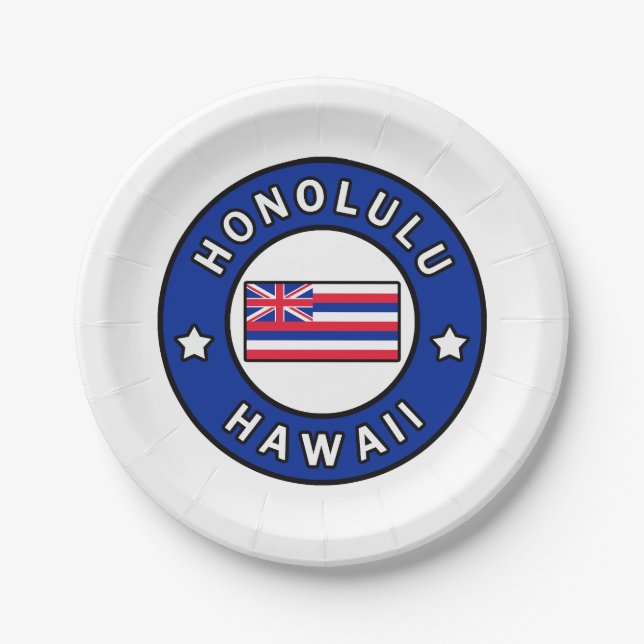 Honolulu Hawaii Paper Plate (Front)