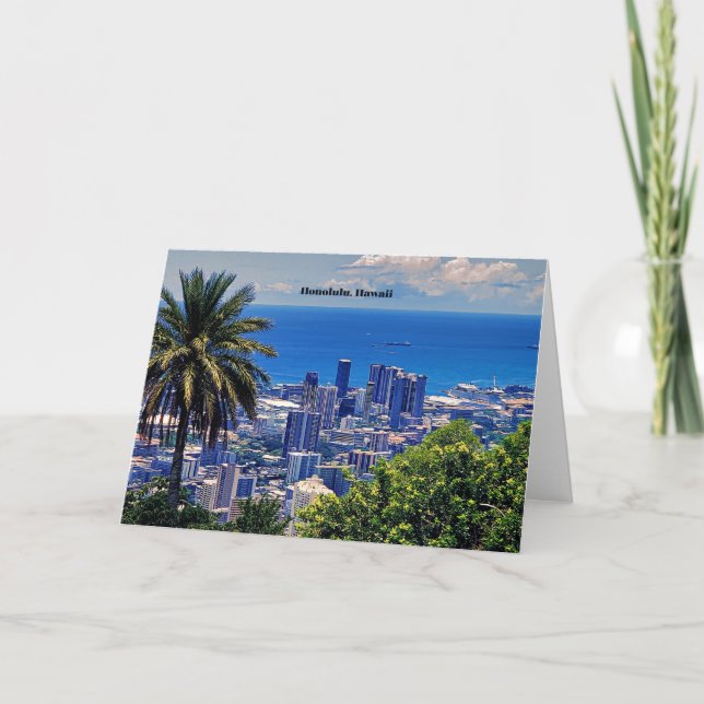 Honolulu, Hawaii picturesque cityscape Card (Front)