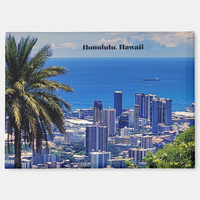 Honolulu, Hawaii picturesque cityscape Magnet (Front)