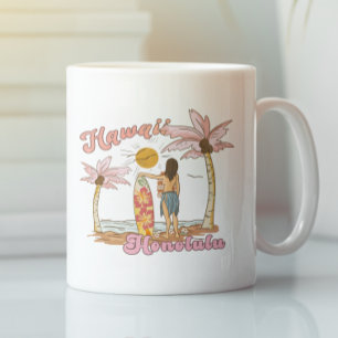 Honolulu Hawaii Retro Surf Tropical Beach Coffee Mug