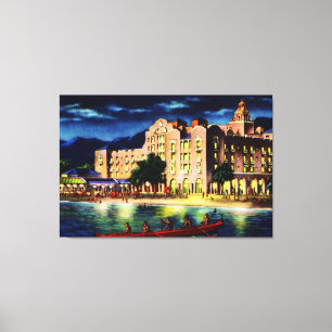 Honolulu Hawaii Royal Hawaiian Hotel at Night Canvas Print